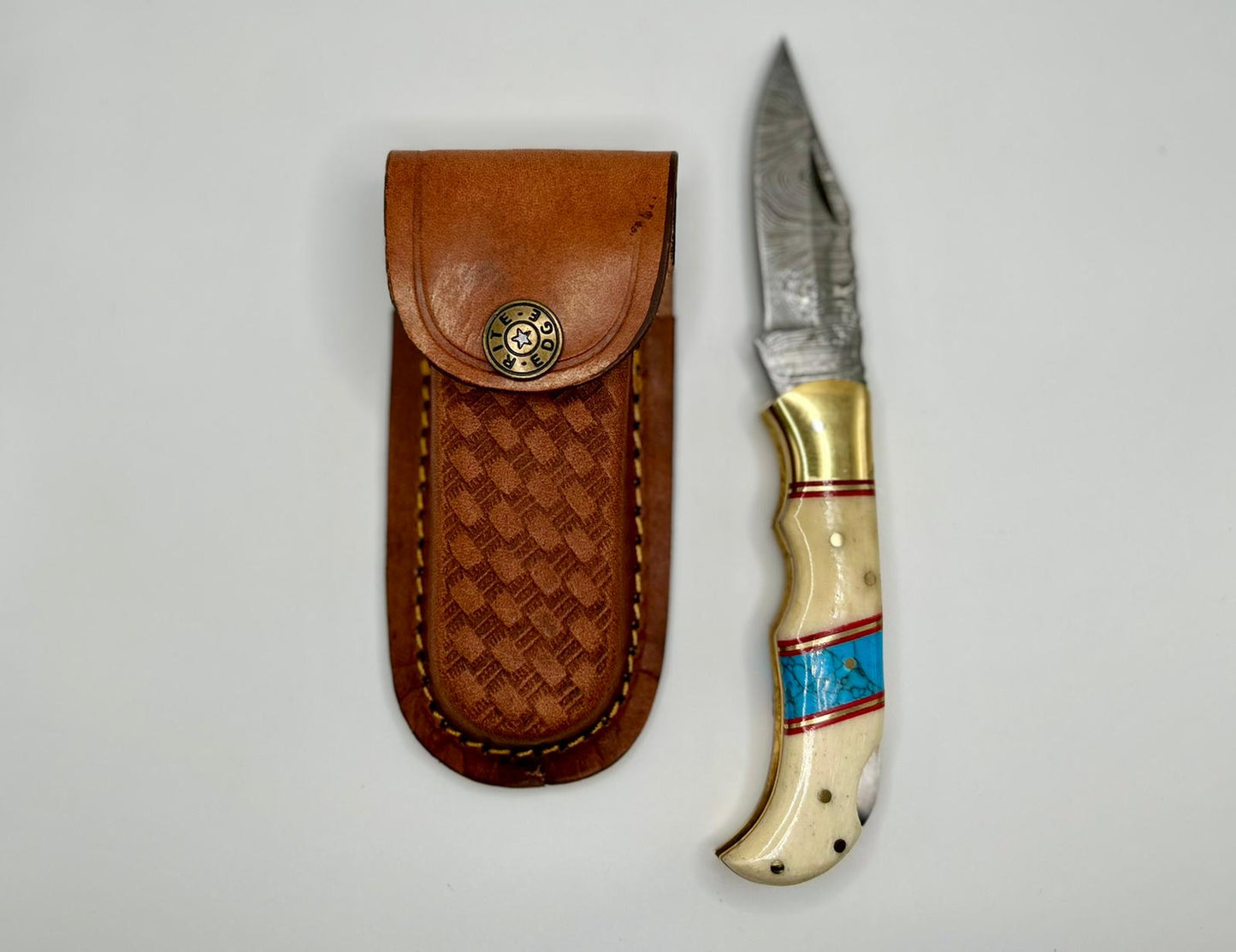 Damascus folding knife